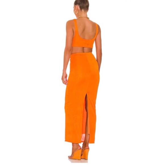 Superdown Joana Maxi Skirt Set in Tangerine Orange size Small - Picture 3 of 9
